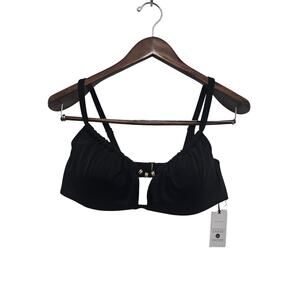 NWT Shade and Shore Black Push Up Underwire Bikini Top 38D Resort Beach Vacay